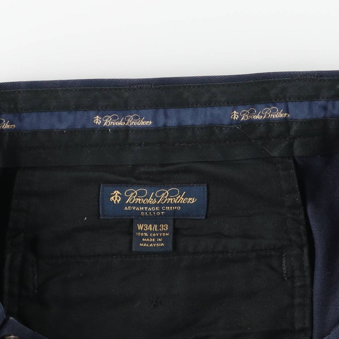 Brooks Brothers ADVANTAGE CHINO ELLIOT Two-Pleated Chino Pants, Men's, Size W34 cotton navy blue type Vintage Second Hand