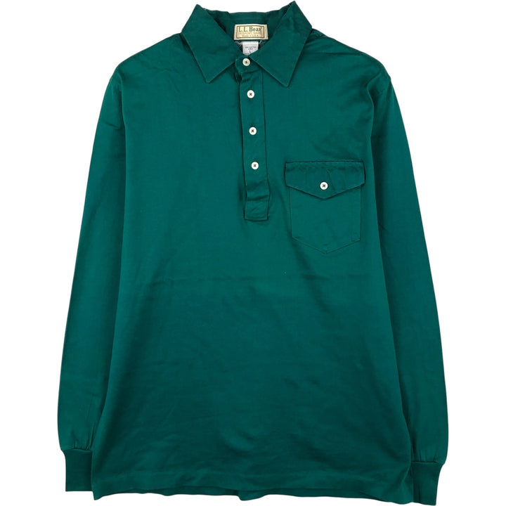 Vintage 1980'S LLBean long-sleeved polo shirt, made in the USA, size L, men's size L cotton green type Vintage Second Hand