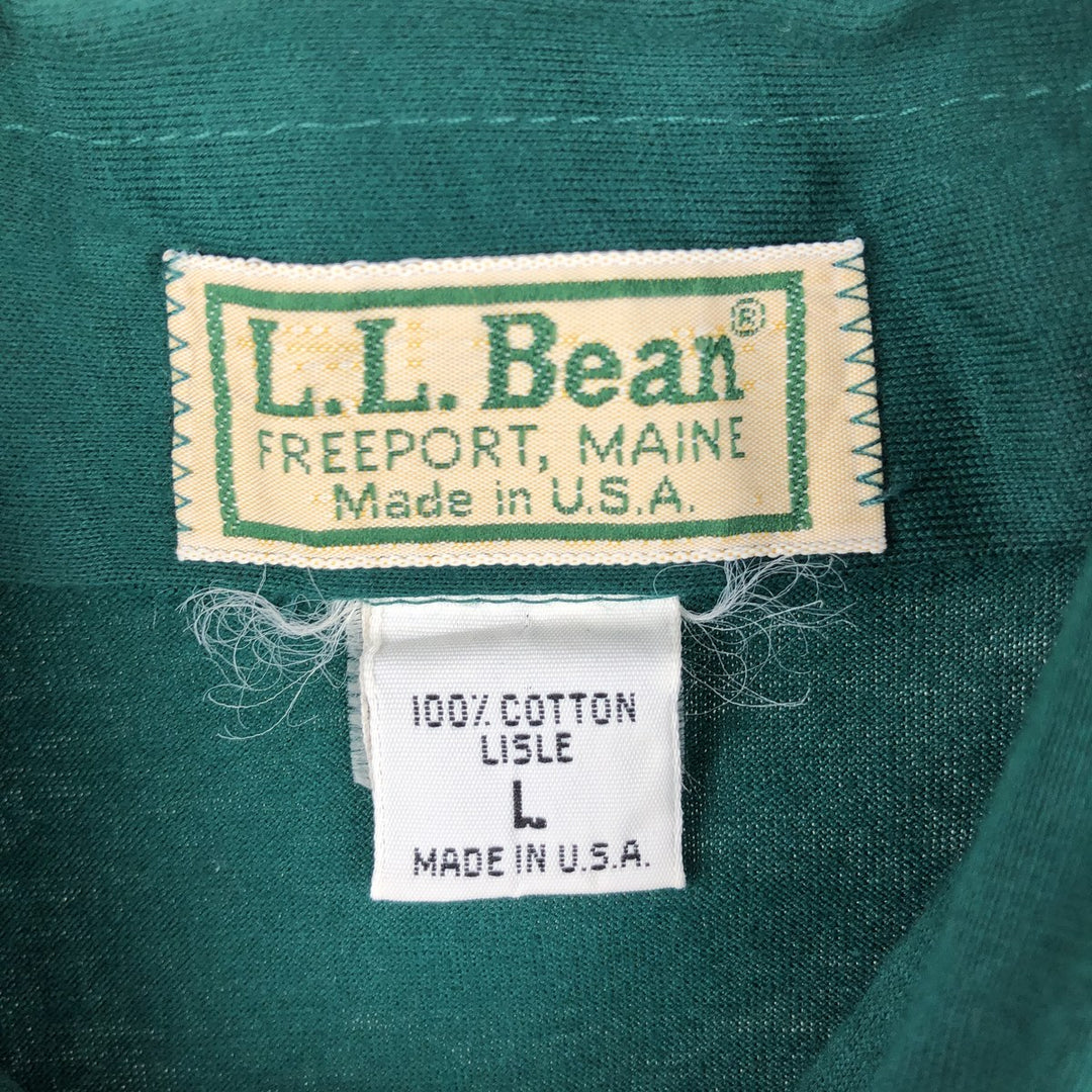 Vintage 1980'S LLBean long-sleeved polo shirt, made in the USA, size L, men's size L cotton green type Vintage Second Hand