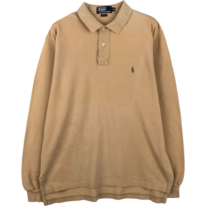 Ralph Lauren POLO by Ralph Lauren long sleeve polo shirt, men's size M cotton Beige type Vintage Second Hand