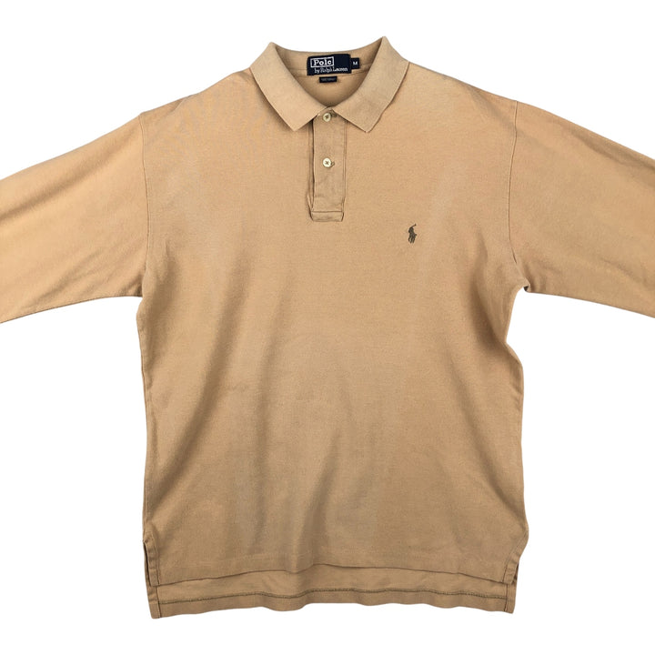 Ralph Lauren POLO by Ralph Lauren long sleeve polo shirt, men's size M cotton Beige type Vintage Second Hand
