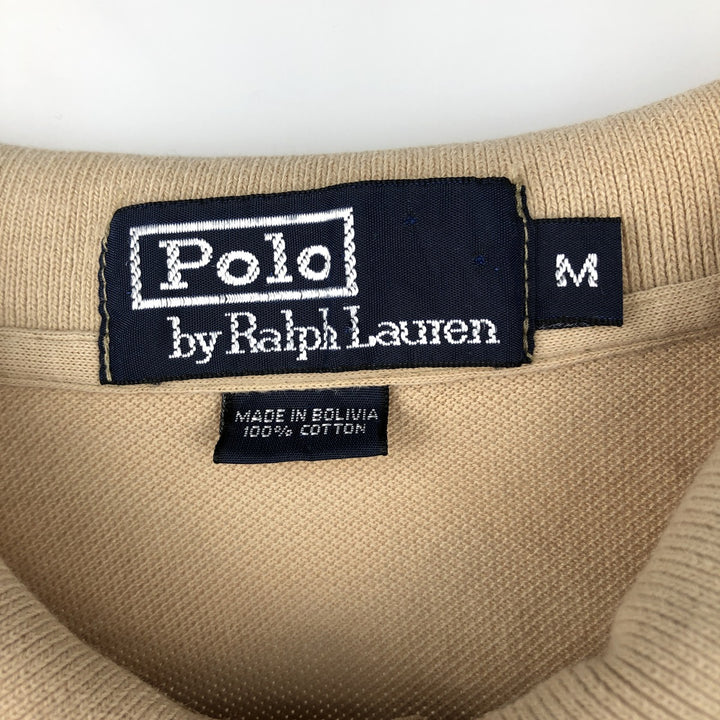Ralph Lauren POLO by Ralph Lauren long sleeve polo shirt, men's size M cotton Beige type Vintage Second Hand