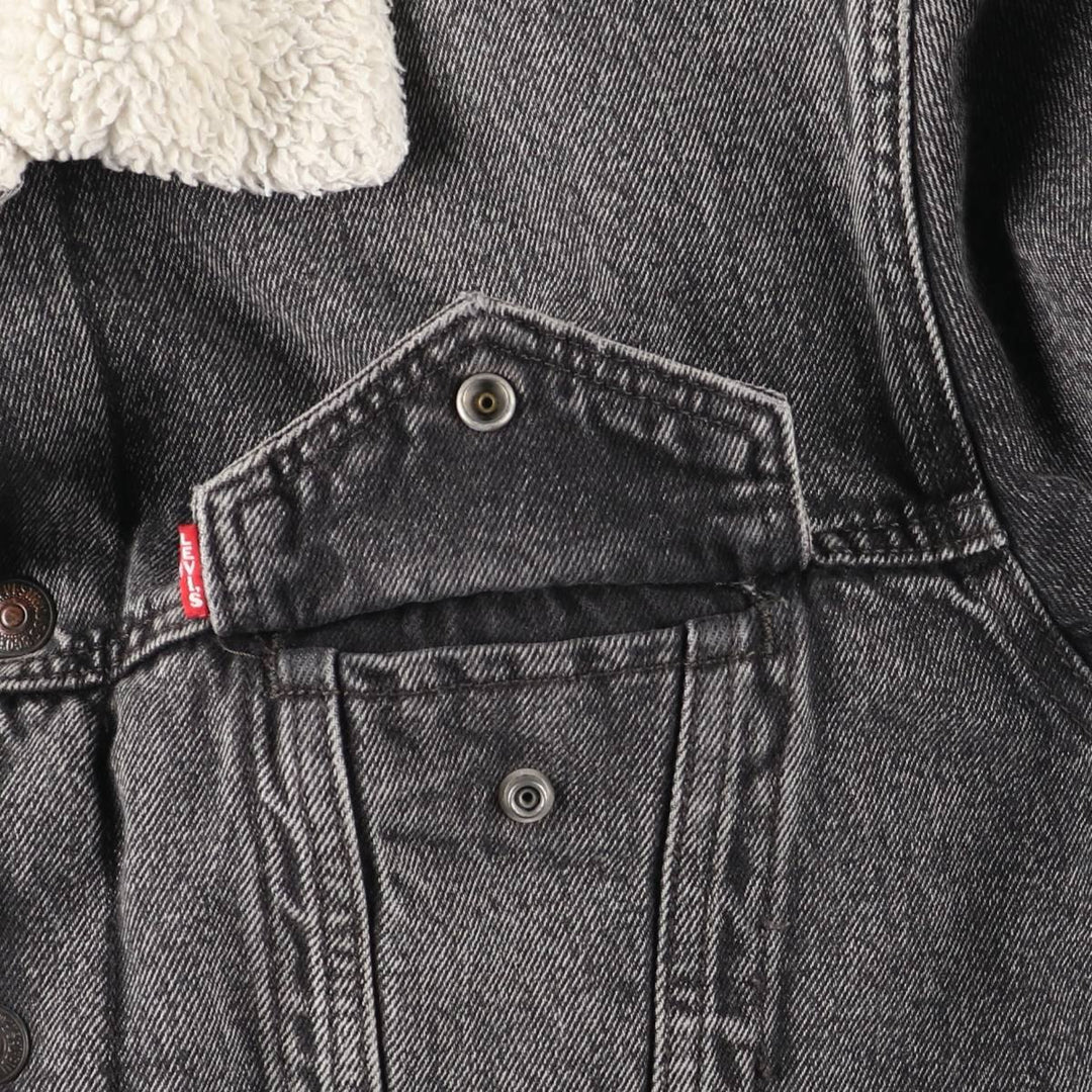 Levi's Premium Black Denim Boa Jacket, Men's Size S (equivalent) cotton black type Vintage Second Hand