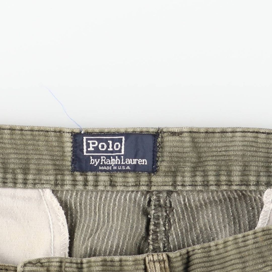 1980'S Ralph Lauren POLO by Ralph Lauren Two-pleat Corduroy Pants, Made in USA, Men's, Size W32 cotton green type yellow green Vintage Second Hand