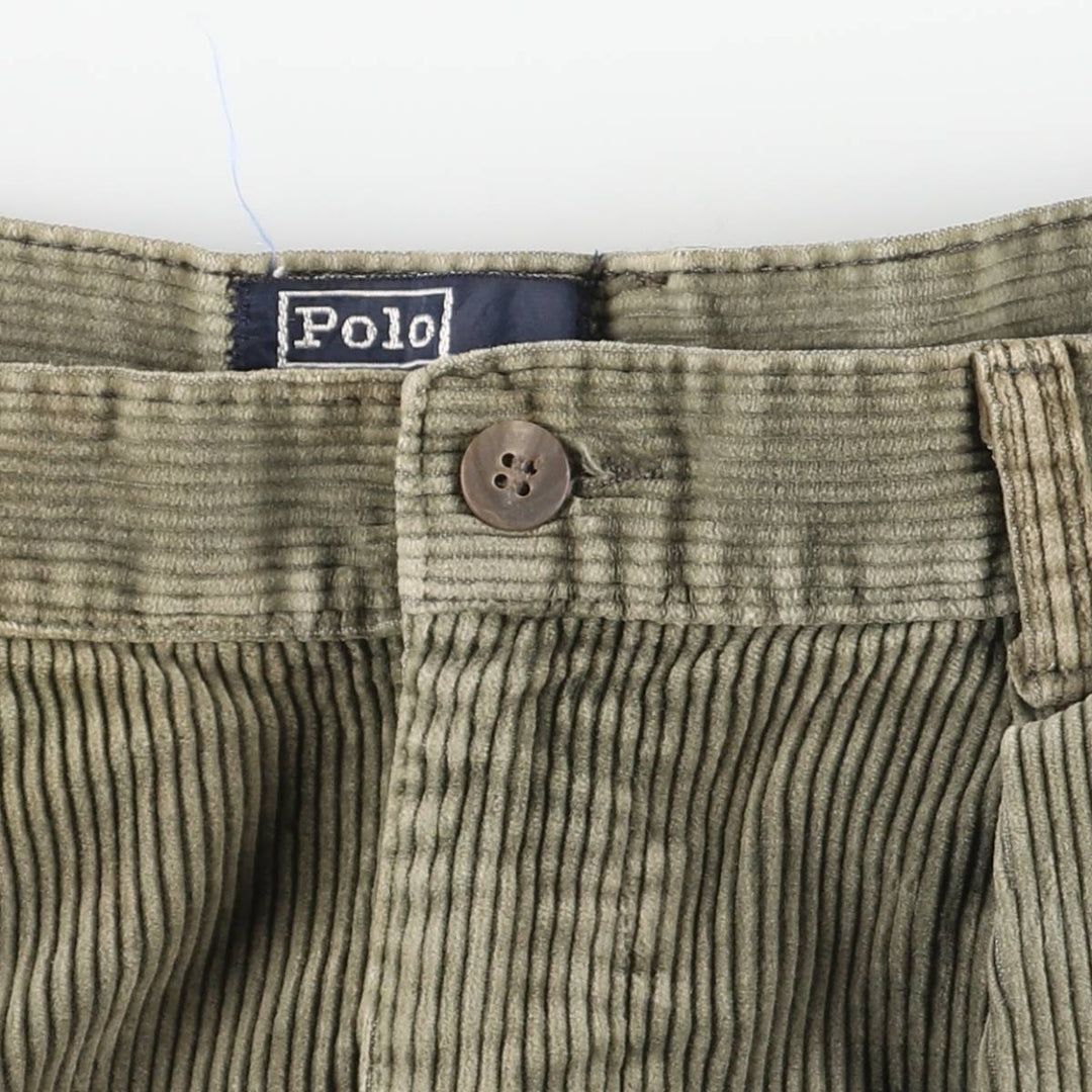 1980'S Ralph Lauren POLO by Ralph Lauren Two-pleat Corduroy Pants, Made in USA, Men's, Size W32 cotton green type yellow green Vintage Second Hand