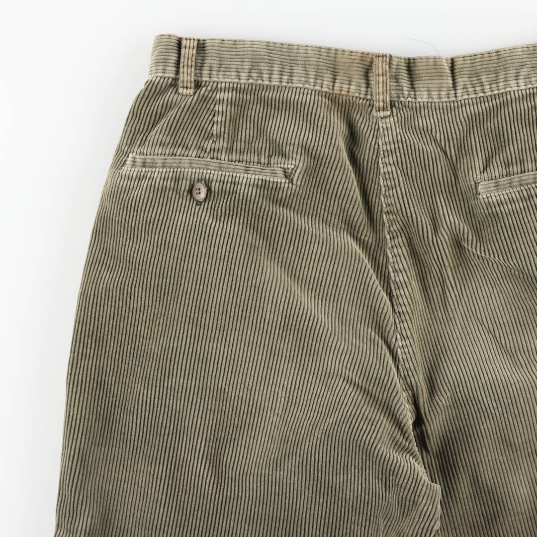 1980'S Ralph Lauren POLO by Ralph Lauren Two-pleat Corduroy Pants, Made in USA, Men's, Size W32 cotton green type yellow green Vintage Second Hand