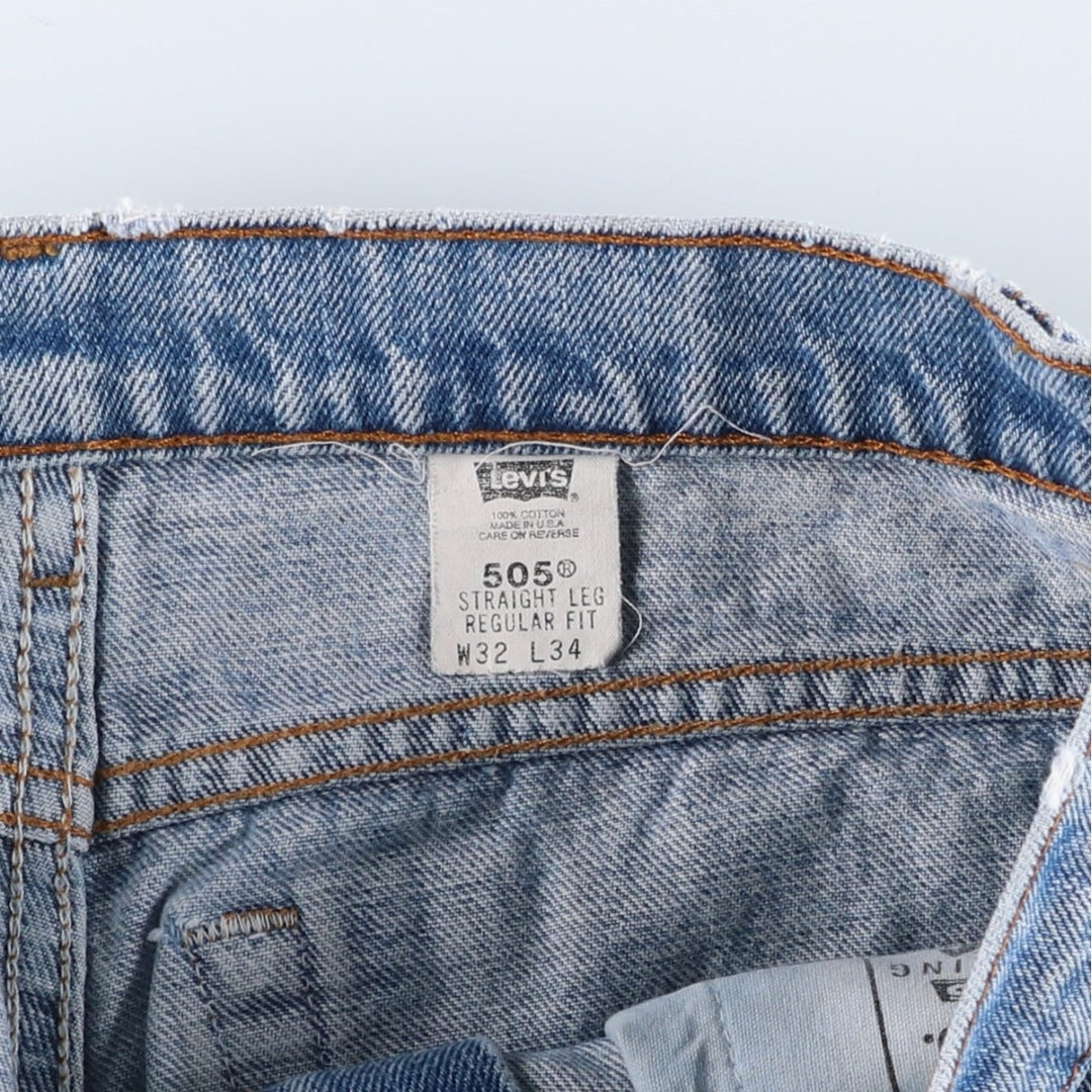90'S Levi's 00505-4891 Regular Fit Straight Leg Tapered Denim Pants, Made in USA, Men's, Size W32, Vintage cotton blue type Vintage Second Hand