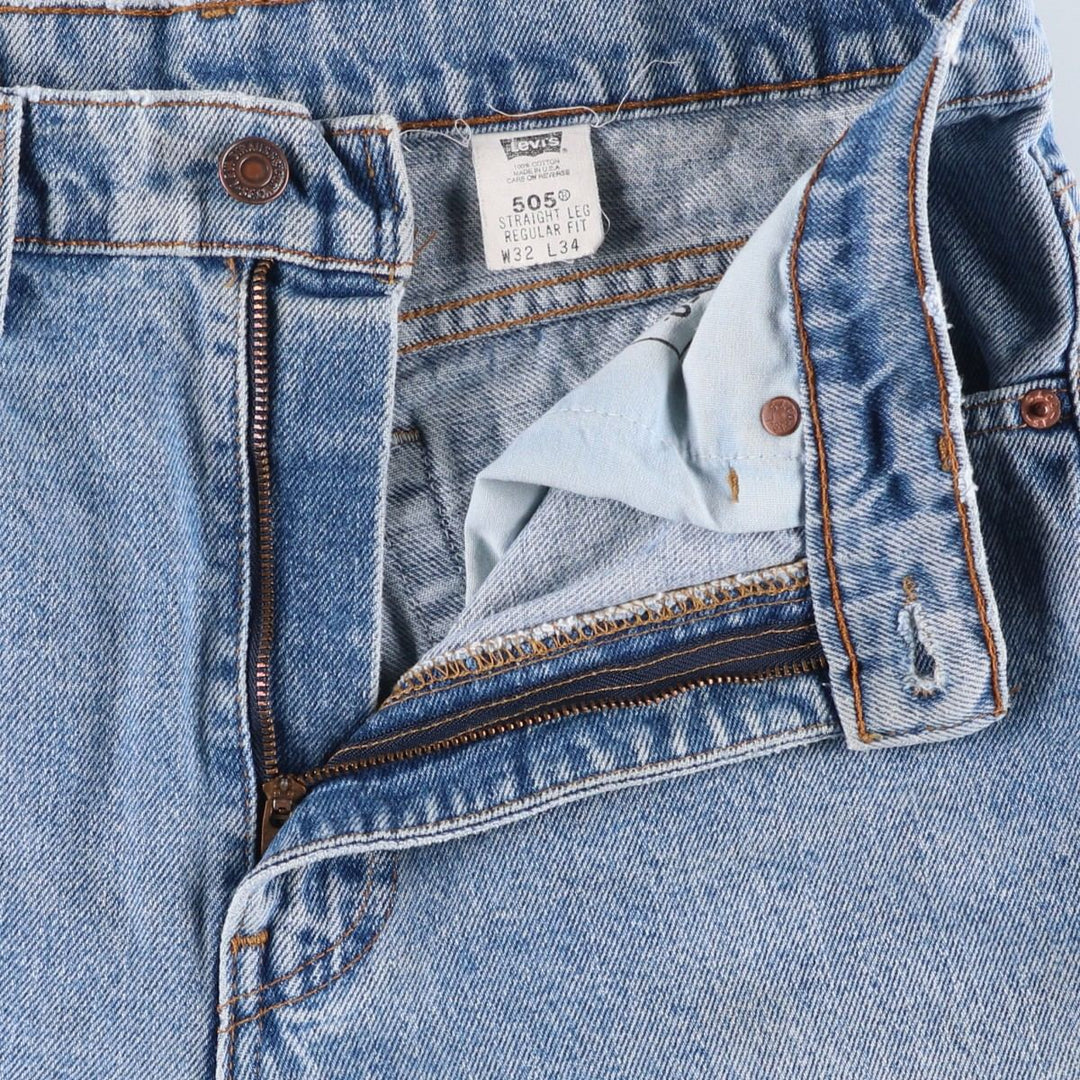 90'S Levi's 00505-4891 Regular Fit Straight Leg Tapered Denim Pants, Made in USA, Men's, Size W32, Vintage cotton blue type Vintage Second Hand