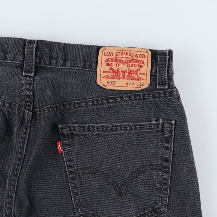 Levi's 505 REGULAR FIT Black Denim Tapered Denim Pants Men's W34 cotton black type Vintage Second Hand