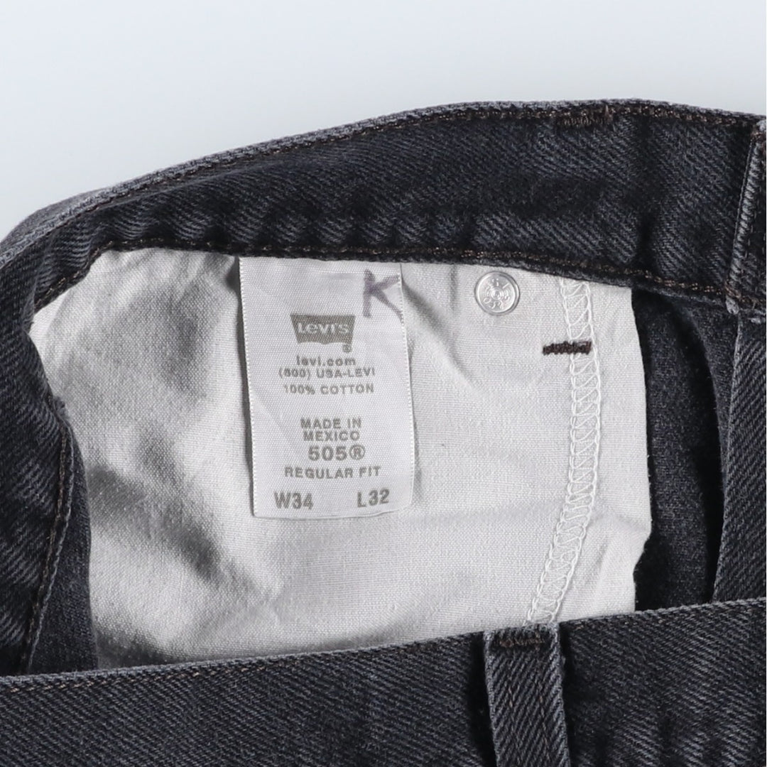 Levi's 505 REGULAR FIT Black Denim Tapered Denim Pants Men's W34 cotton black type Vintage Second Hand