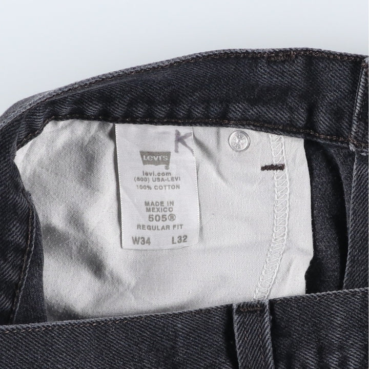 Levi's 505 REGULAR FIT Black Denim Tapered Denim Pants Men's W34 cotton black type Vintage Second Hand