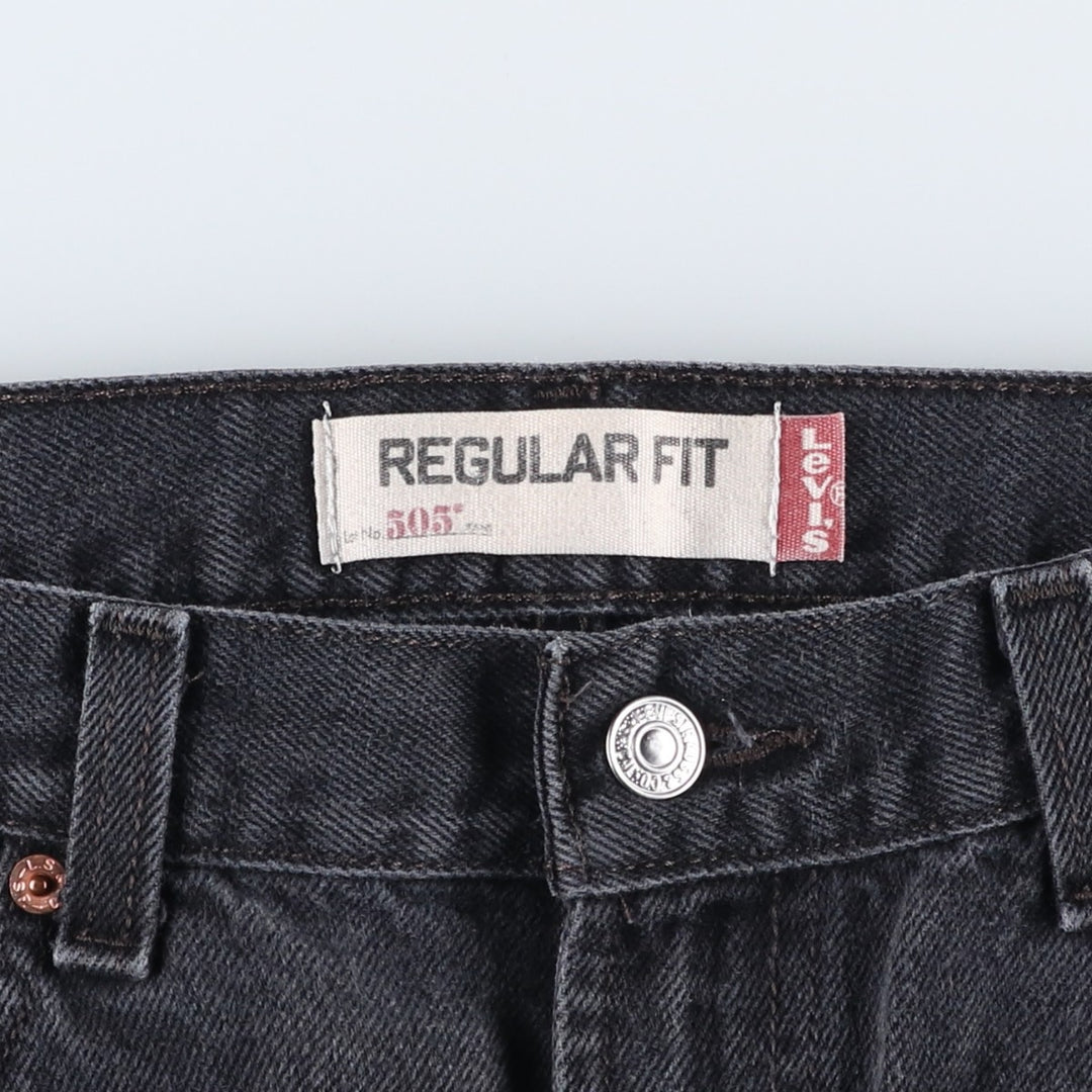 Levi's 505 REGULAR FIT Black Denim Tapered Denim Pants Men's W34 cotton black type Vintage Second Hand