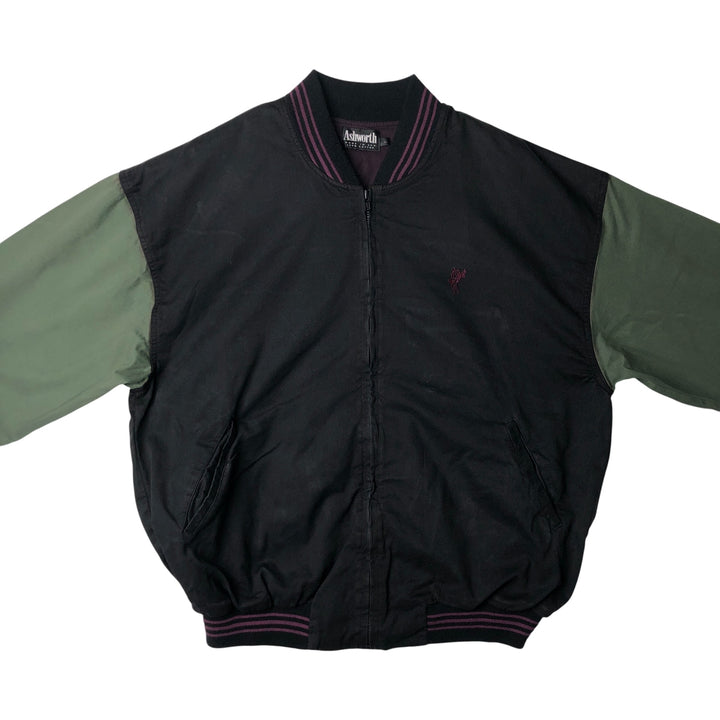Ashworth Cotton Varsity Jacket, Made in USA, Men's Size L cotton black type Vintage Second Hand