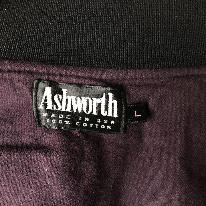 Ashworth Cotton Varsity Jacket, Made in USA, Men's Size L cotton black type Vintage Second Hand