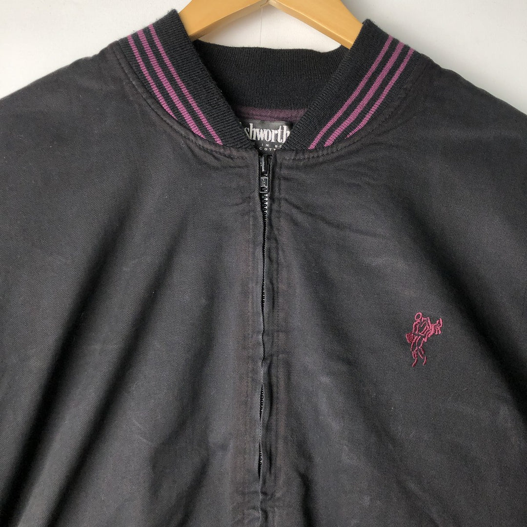 Ashworth Cotton Varsity Jacket, Made in USA, Men's Size L cotton black type Vintage Second Hand