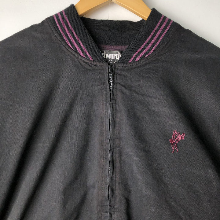 Ashworth Cotton Varsity Jacket, Made in USA, Men's Size L cotton black type Vintage Second Hand