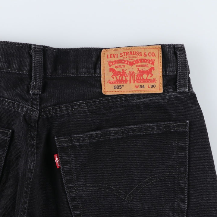 Levi's 505 Black Denim Tapered Denim Pants for Men, W34 equivalent cotton black type Vintage Second Hand
