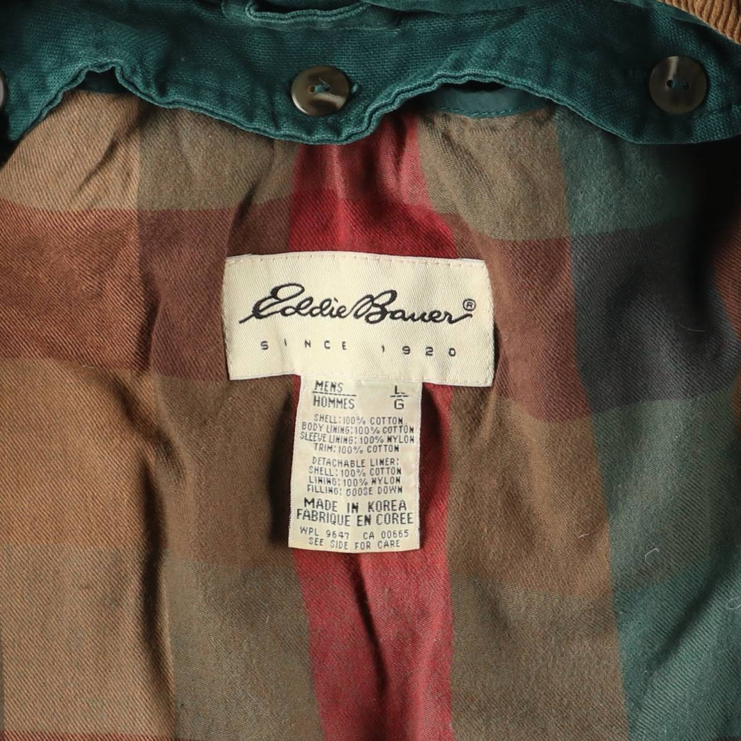90'S Eddie Bauer padded hunting jacket, men's size L cotton dark green Vintage Second Hand