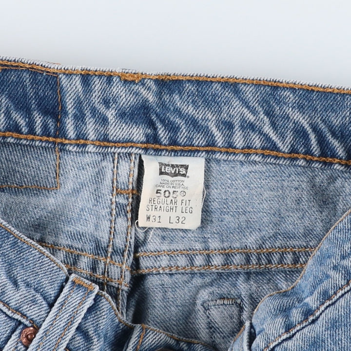 90'S Levi's 505 REGULAR FIT STRAIGHT LEG Tapered Denim Pants Made in USA Men's W30 Vintage cotton Blue type light blue Vintage Second Hand
