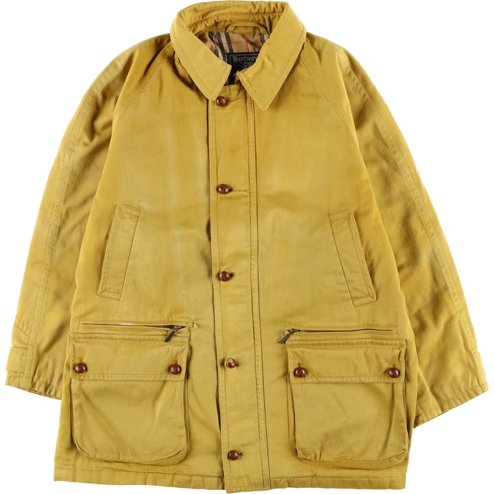 Burberry's padded hunting jacket, made in England, men's size XL cotton yellow type Vintage Second Hand