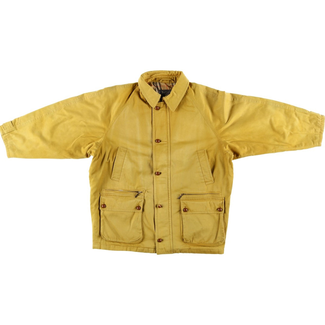 Burberry's padded hunting jacket, made in England, men's size XL cotton yellow type Vintage Second Hand