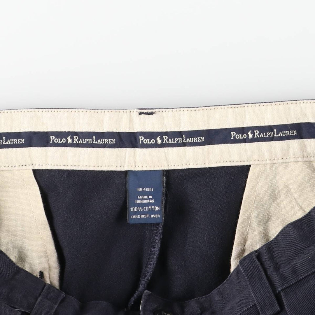 Ralph Lauren POLO RALPH LAUREN ANDREW PANT Two-pleat chino pants Men's size W32 cotton navy blue type Vintage Second Hand