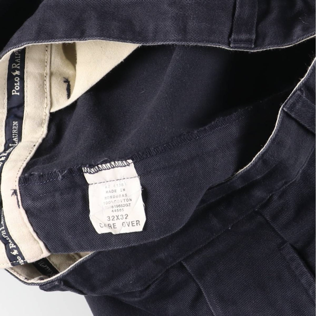 Ralph Lauren POLO RALPH LAUREN ANDREW PANT Two-pleat chino pants Men's size W32 cotton navy blue type Vintage Second Hand