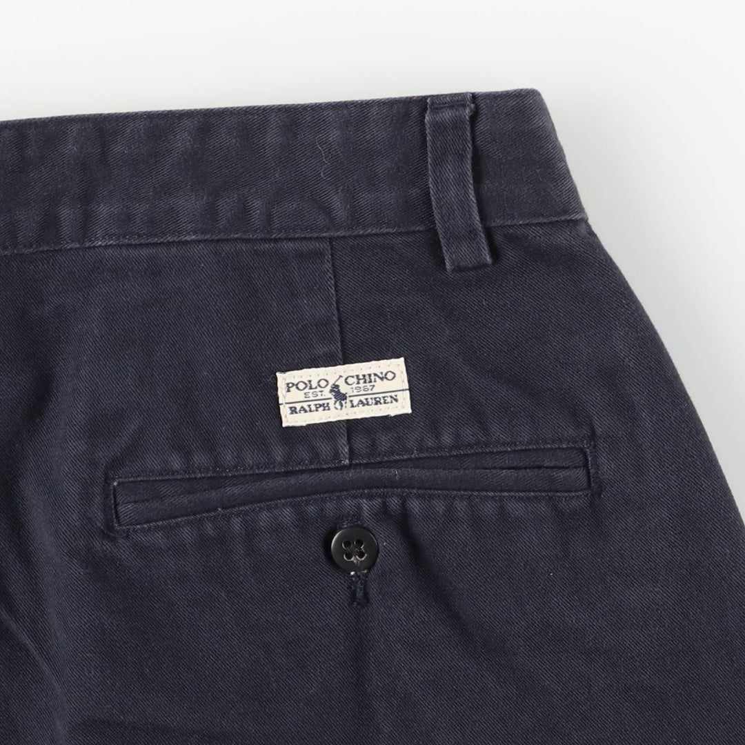 Ralph Lauren POLO RALPH LAUREN ANDREW PANT Two-pleat chino pants Men's size W32 cotton navy blue type Vintage Second Hand