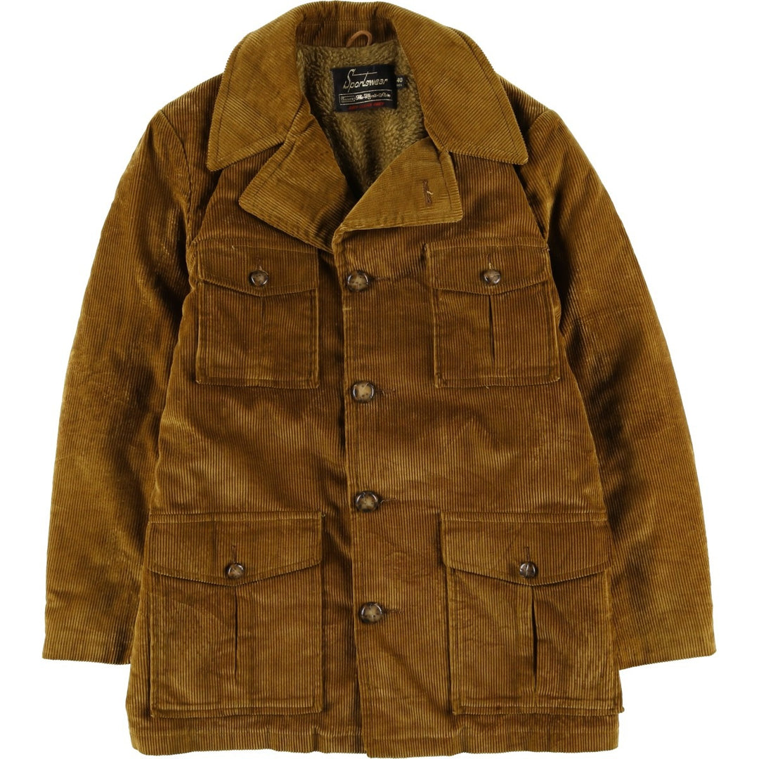 Vintage 1970'S Sears The Men's Store SPORTSWEAR corduroy boa jacket, size M, men's cotton brown type Vintage Second Hand
