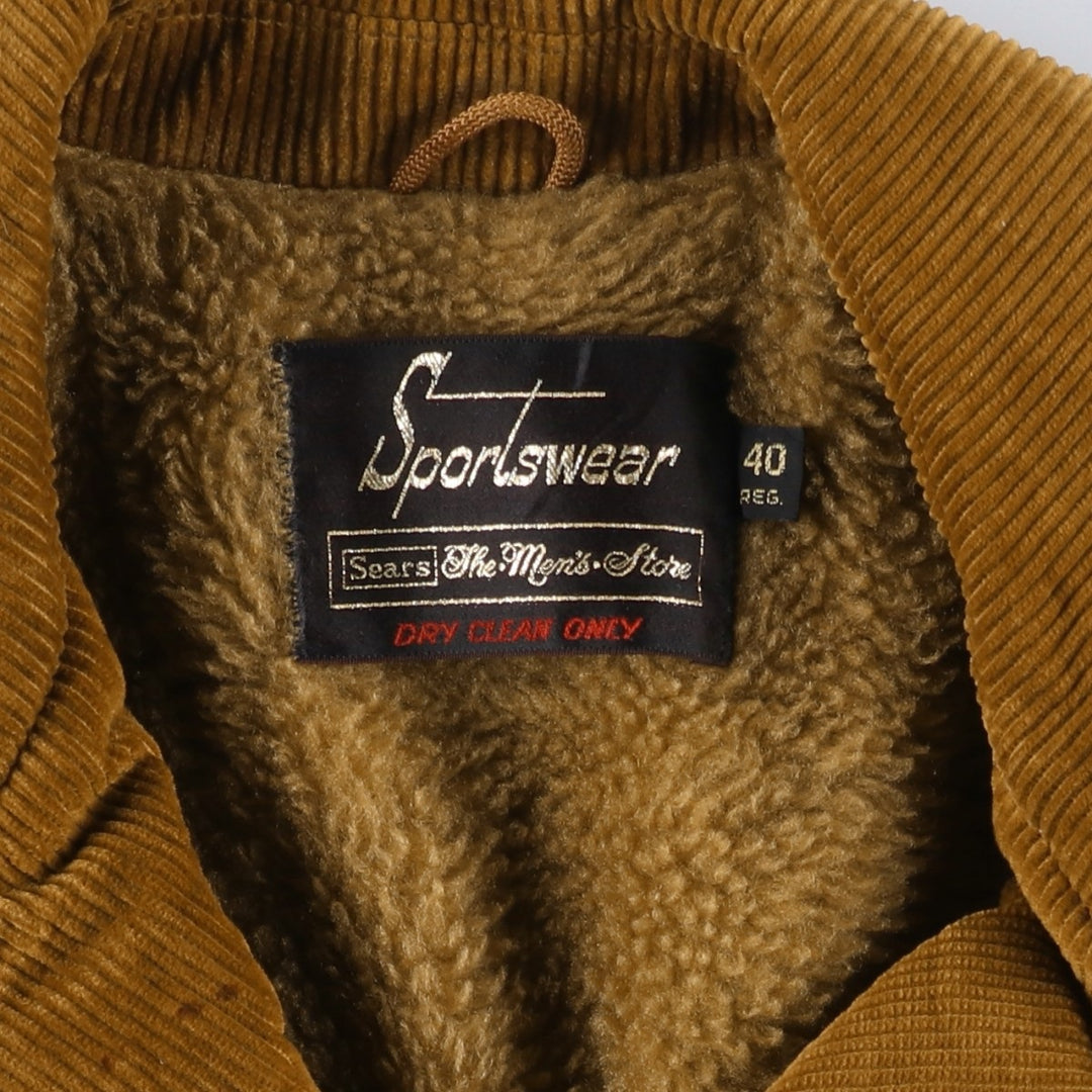 Vintage 1970'S Sears The Men's Store SPORTSWEAR corduroy boa jacket, size M, men's cotton brown type Vintage Second Hand