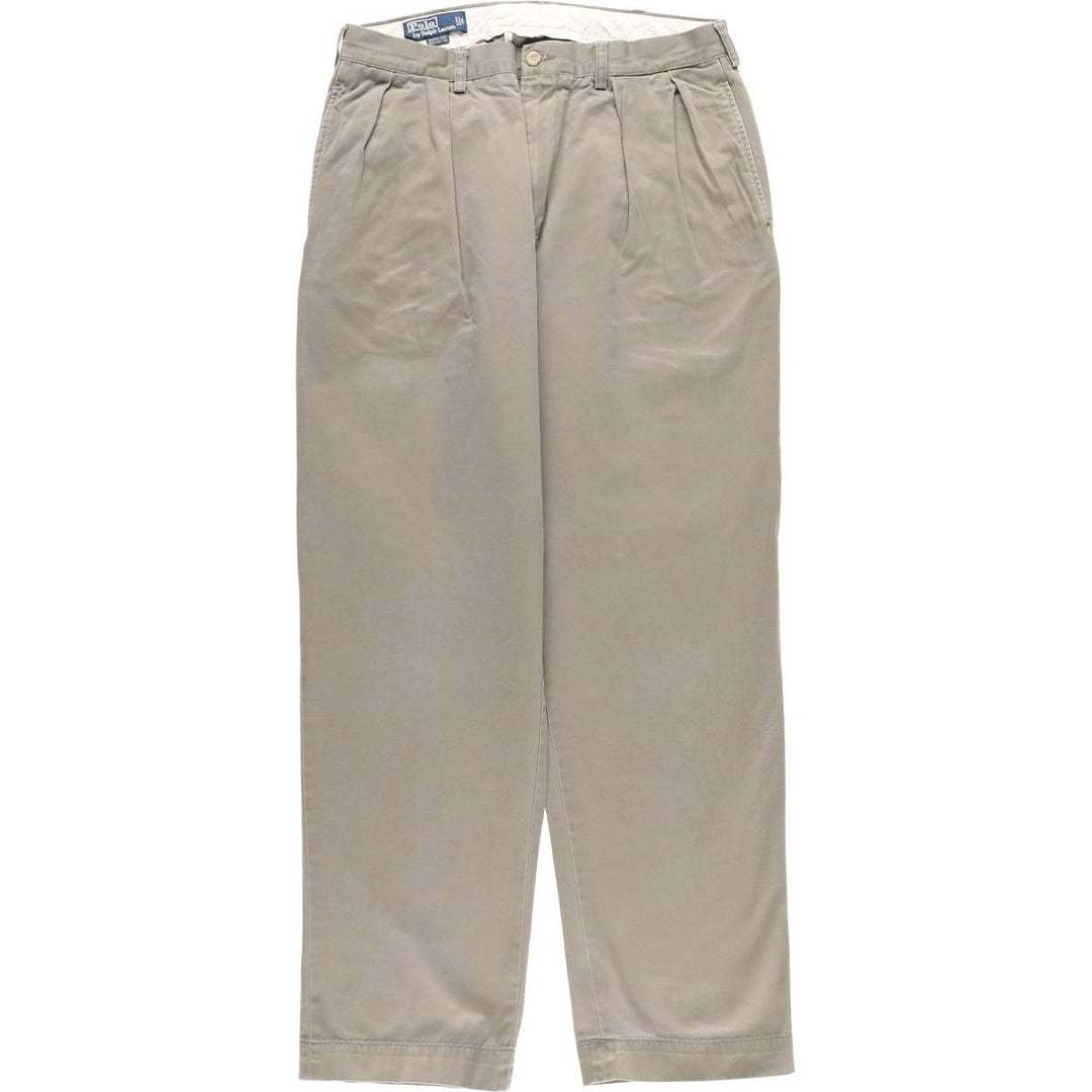 Ralph Lauren POLO by Ralph Lauren ANDREW PANT Two-pleat chino pants for men, equivalent to W34 cotton gray type Vintage Second Hand