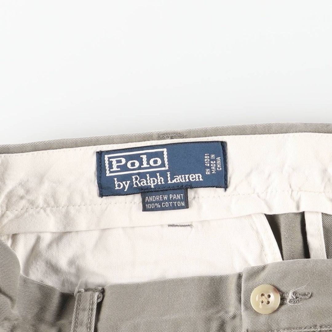 Ralph Lauren POLO by Ralph Lauren ANDREW PANT Two-pleat chino pants for men, equivalent to W34 cotton gray type Vintage Second Hand