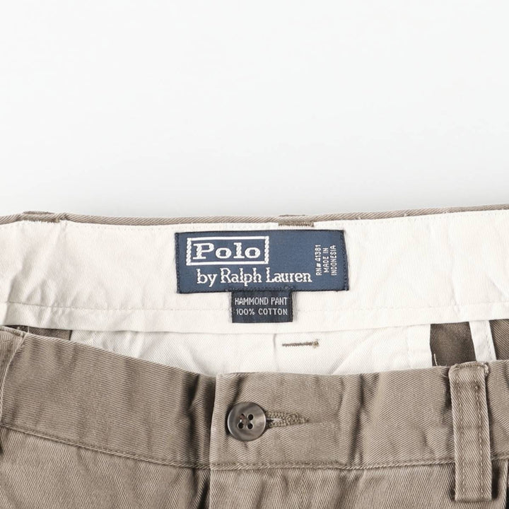 Ralph Lauren POLO by Ralph Lauren HAMMOND PANT, two-pleat chino pants, men's, w34 equivalent cotton brown type Vintage Second Hand