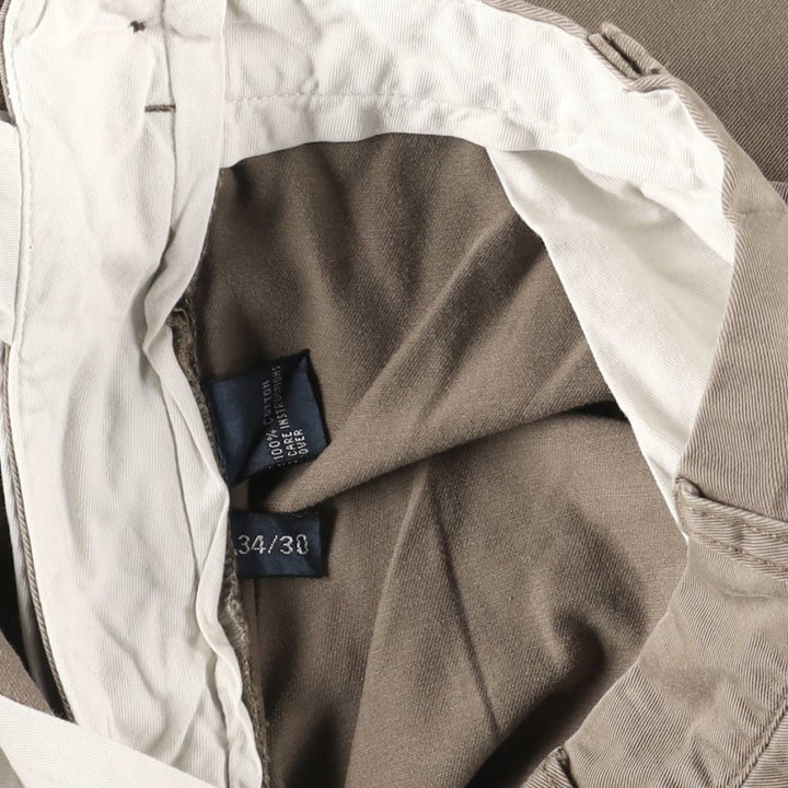 Ralph Lauren POLO by Ralph Lauren HAMMOND PANT, two-pleat chino pants, men's, w34 equivalent cotton brown type Vintage Second Hand