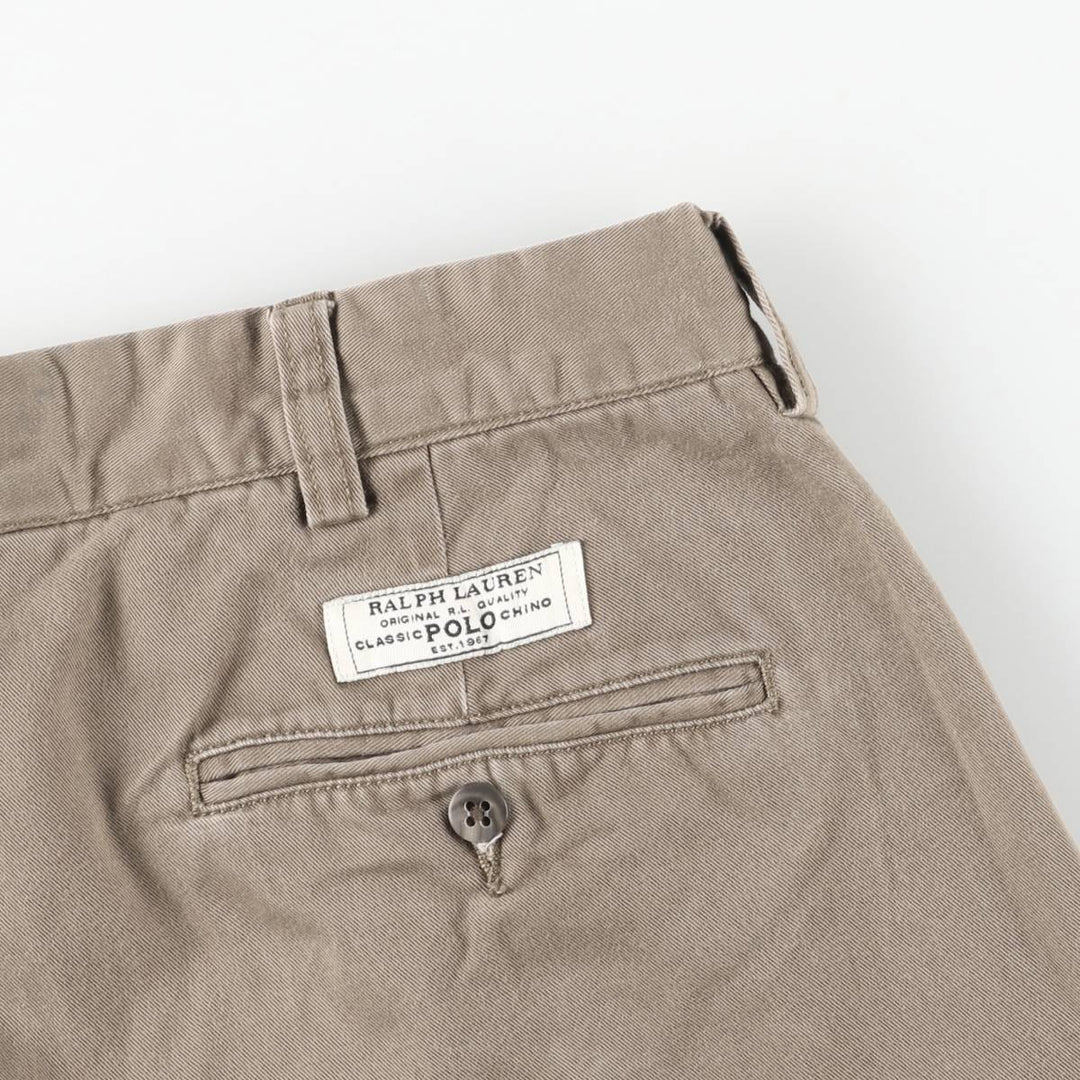 Ralph Lauren POLO by Ralph Lauren HAMMOND PANT, two-pleat chino pants, men's, w34 equivalent cotton brown type Vintage Second Hand