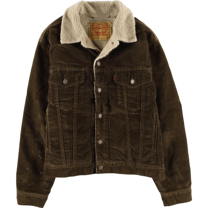 2000'S Levi's Trucker Jacket, Corduroy Boa Jacket, Men's Size Small cotton brown type Vintage Second Hand