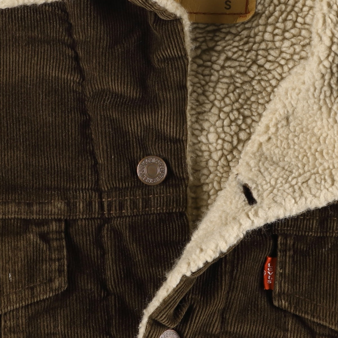 2000'S Levi's Trucker Jacket, Corduroy Boa Jacket, Men's Size Small cotton brown type Vintage Second Hand