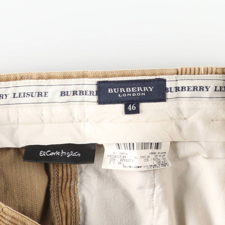 Burberry's London Two-pleat Corduroy Pants, Men's, Size W35 cotton beige type brown Vintage Second Hand