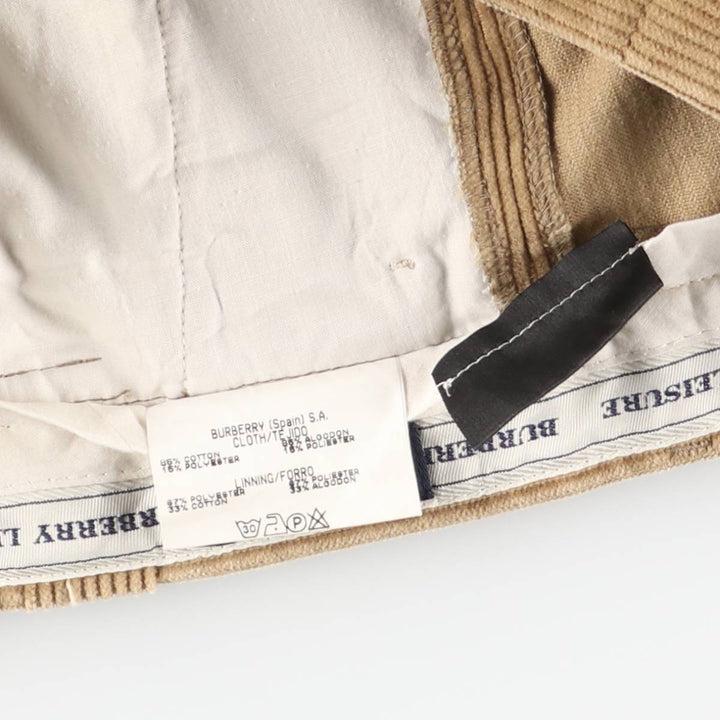 Burberry's London Two-pleat Corduroy Pants, Men's, Size W35 cotton beige type brown Vintage Second Hand
