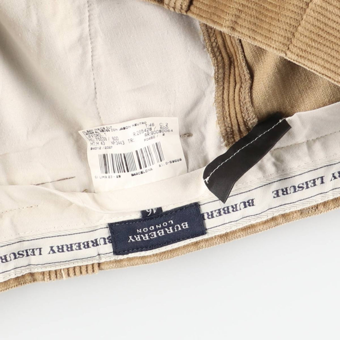 Burberry's London Two-pleat Corduroy Pants, Men's, Size W35 cotton beige type brown Vintage Second Hand