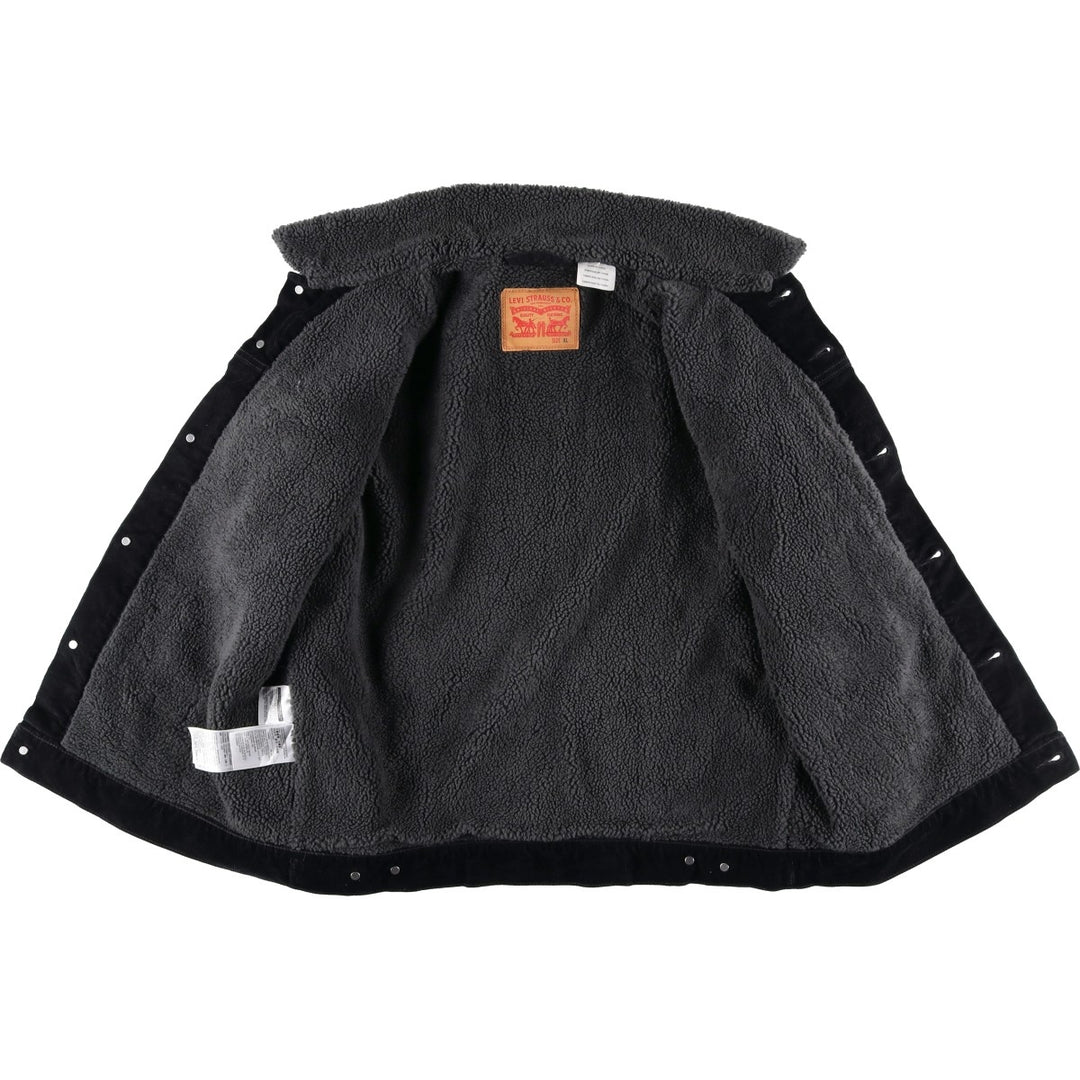 Levi's Trucker Jacket, Padded Corduroy Boa Jacket, Men's Size XL cotton black type Vintage Second Hand