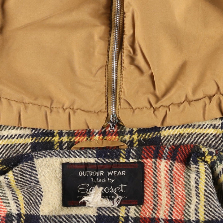 SANCSET Men's Vintage Cotton Parka, Size L cotton beige type brown Vintage Second Hand