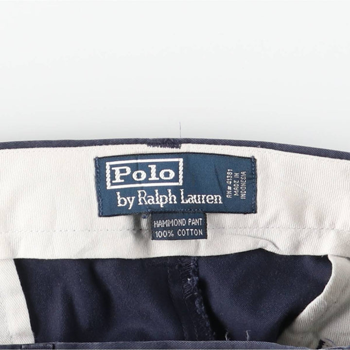 Ralph Lauren POLO by Ralph Lauren HAMMOND PANT, two-pleat chino pants, men's w36 equivalent cotton navy blue type Vintage Second Hand