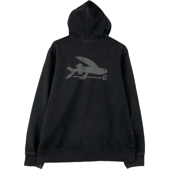 Patagonia Flying Fish 27542FA12 Back Print Painted Full-Zip Sweatshirt Hoodie, Men's Size L cotton black type Vintage Second Hand