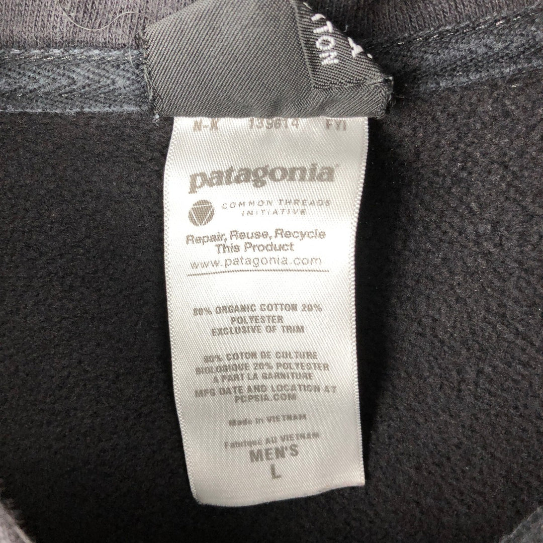 Patagonia Flying Fish 27542FA12 Back Print Painted Full-Zip Sweatshirt Hoodie, Men's Size L cotton black type Vintage Second Hand