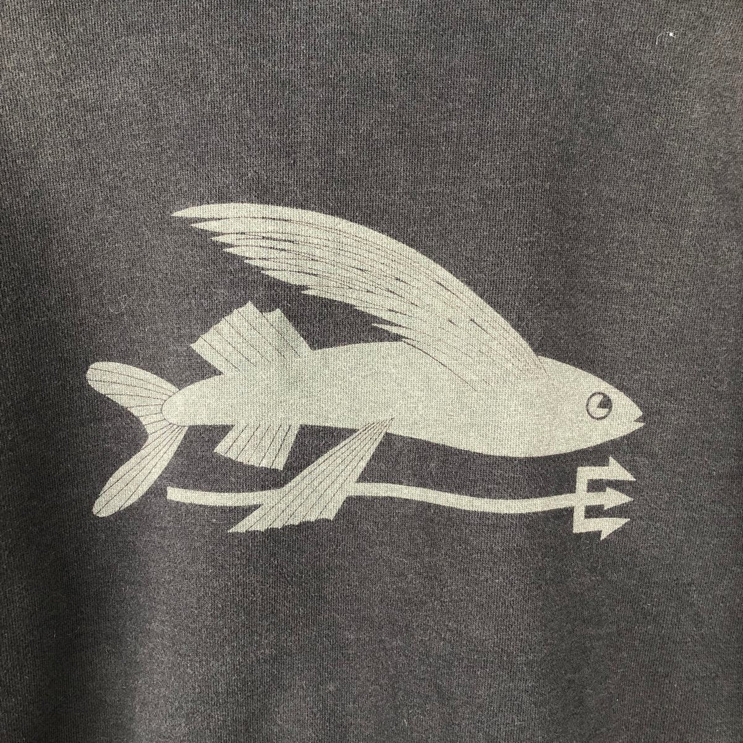 Patagonia Flying Fish 27542FA12 Back Print Painted Full-Zip Sweatshirt Hoodie, Men's Size L cotton black type Vintage Second Hand