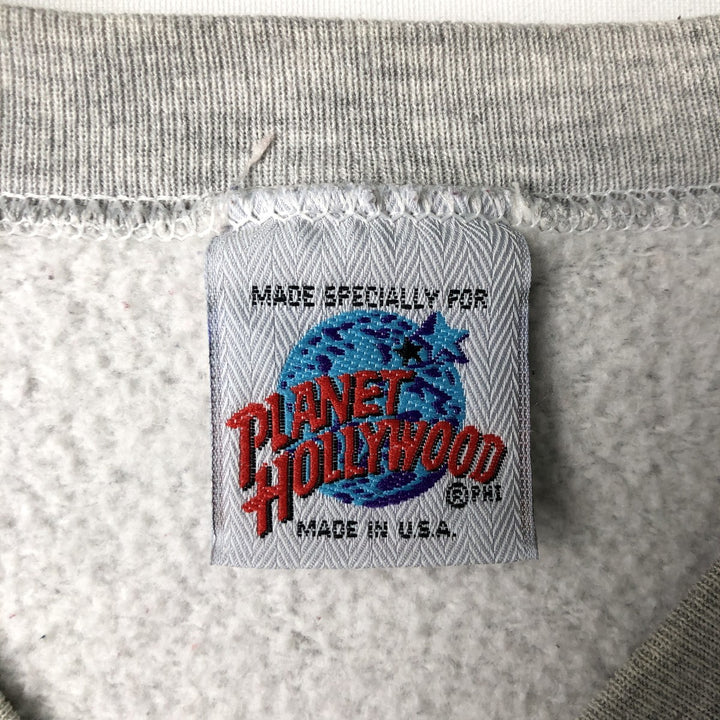 90'S Planet Hollywood Advertising Sweatshirt, Made in USA, Men's L, Vintage cotton pale white type Vintage Second Hand
