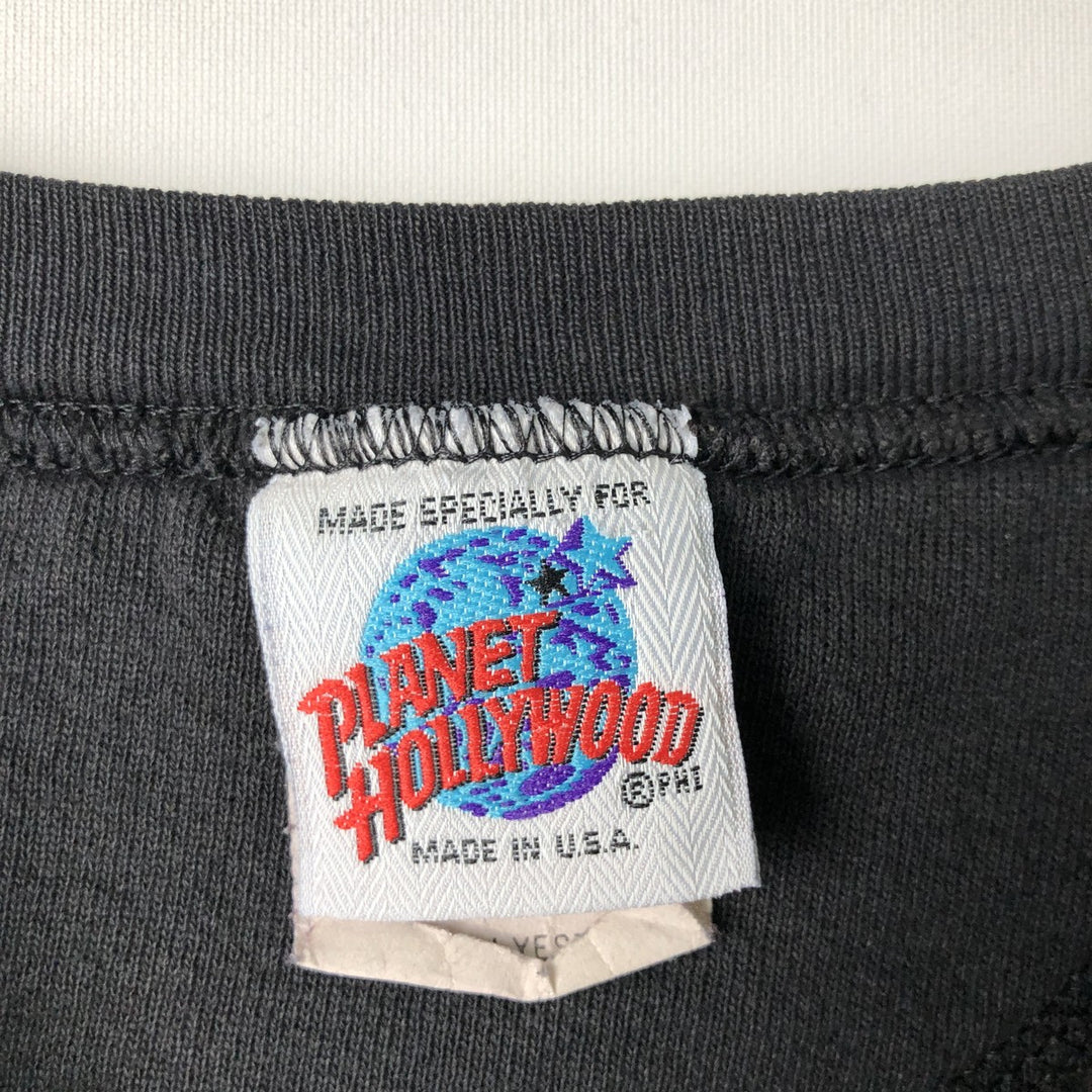 90'S Planet Hollywood Advertising Sweatshirt, Made in USA, Men's XL, Vintage cotton black type Vintage Second Hand