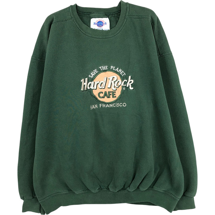 90'S HARD ROCK CAFE Advertising Sweatshirt, Men's XL Size, Vintage cotton Green type dark green Vintage Second Hand