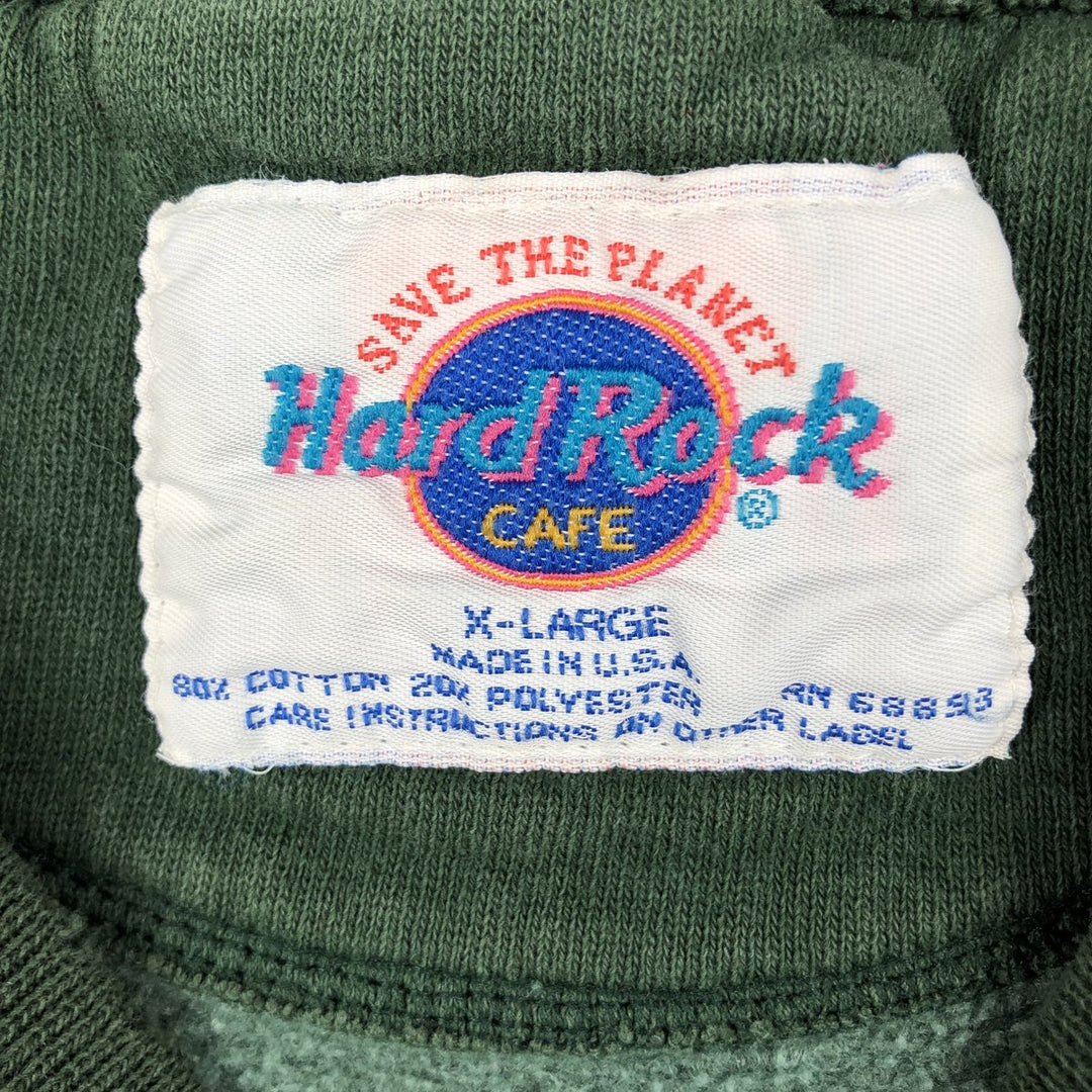 90'S HARD ROCK CAFE Advertising Sweatshirt, Men's XL Size, Vintage cotton Green type dark green Vintage Second Hand